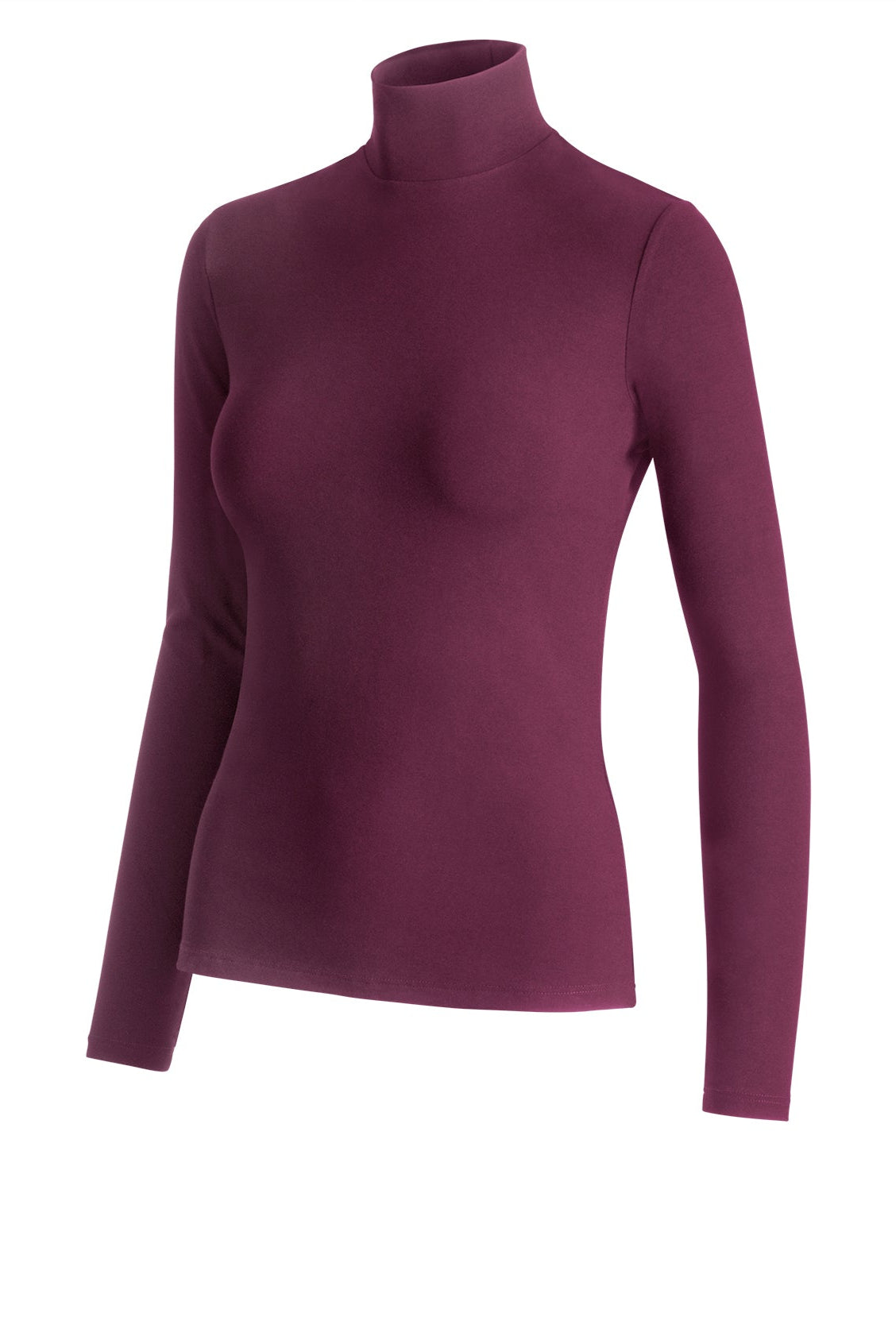 damen langarmshirt stehkragen sangria dunkelrot