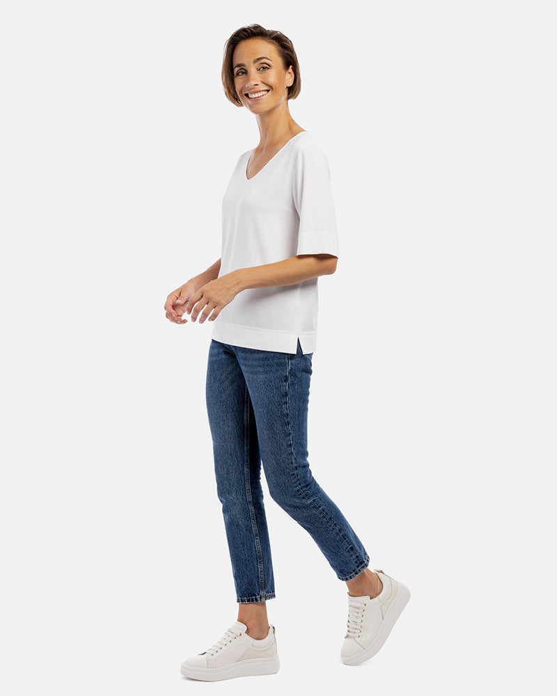 moya kurzarmshirt antonia vneck white