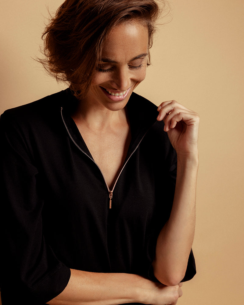 damen shirt dana 3/4 Arm Stehkragen black