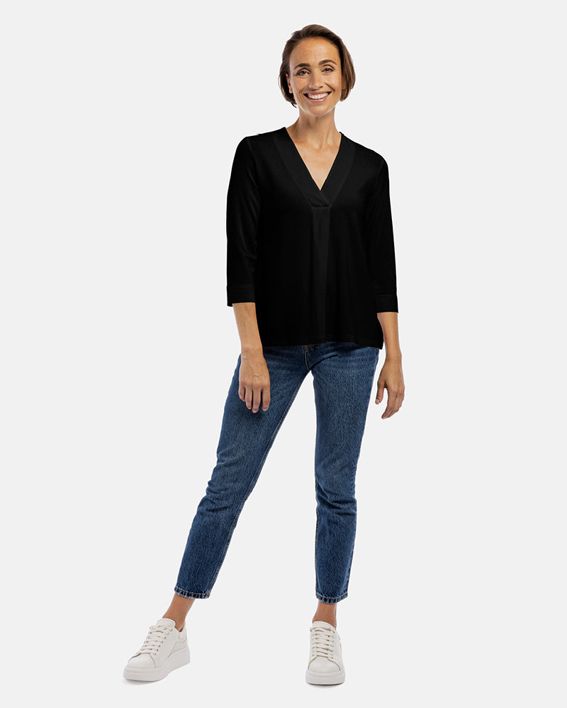 damen shirt livia 3/4 arm black