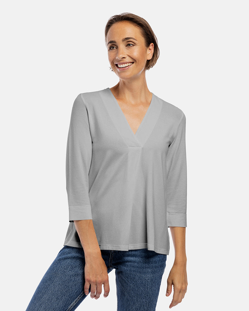damen shirt livia 3/4 arm grey