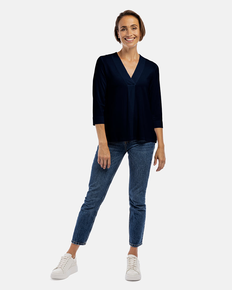 damen shirt livia 3/4 arm marine