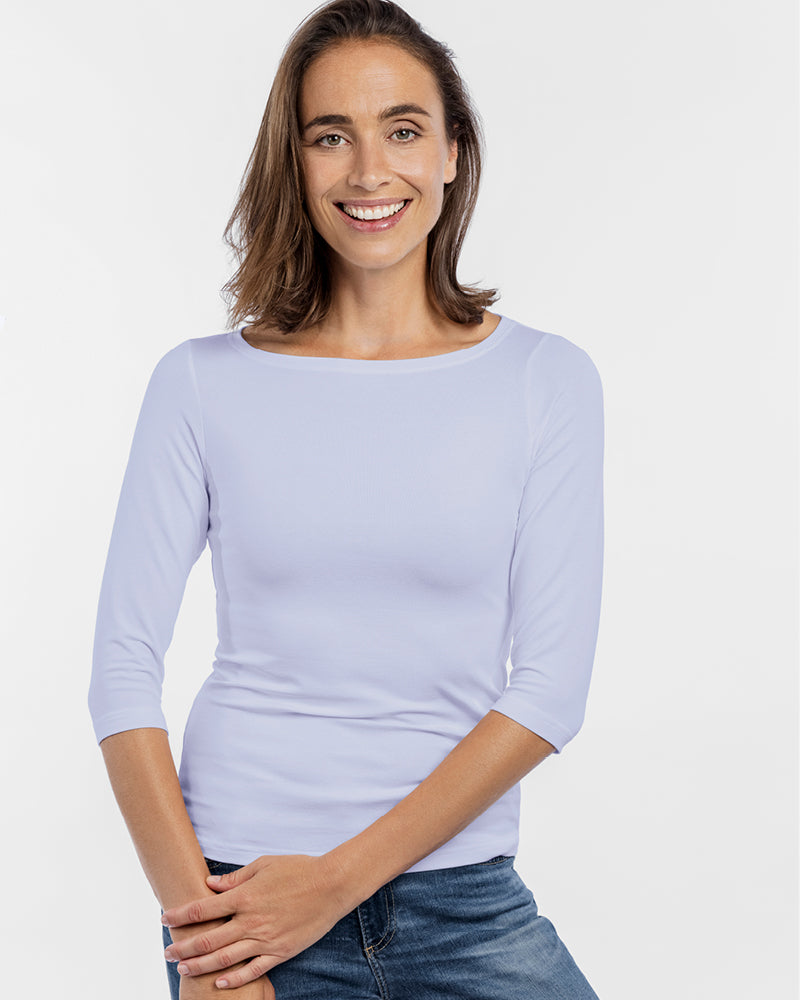 damenshirt valerie bootausschnitt darkbleu hellblau