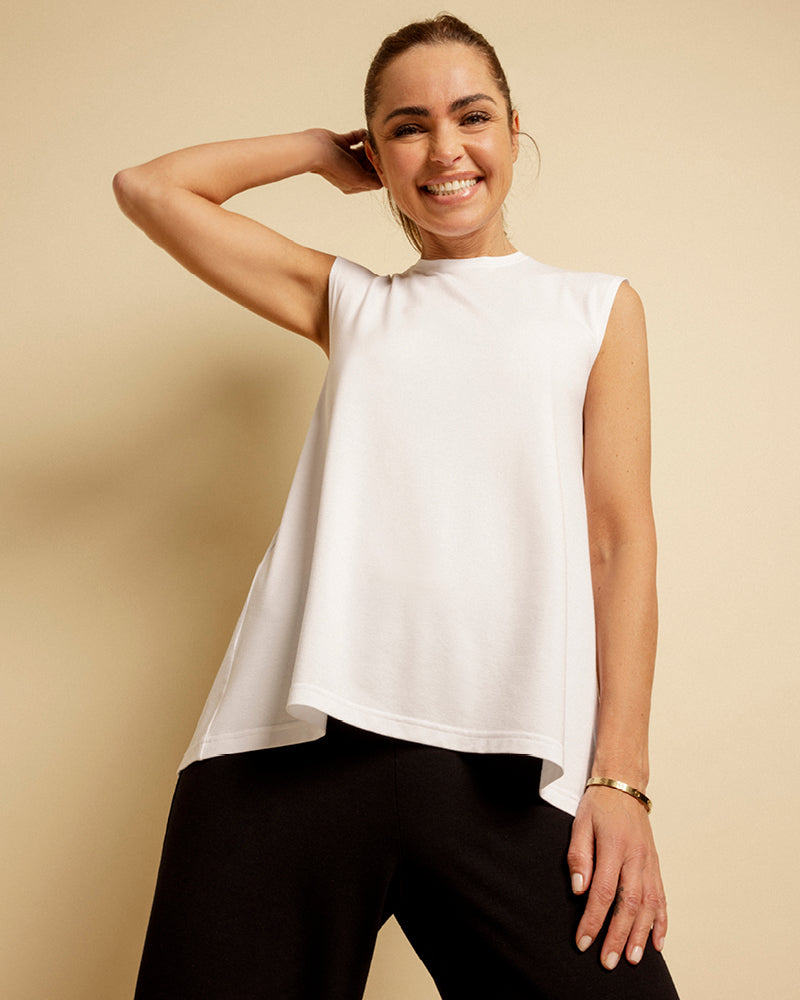 damenshirt ärmelloses top alma weiß
