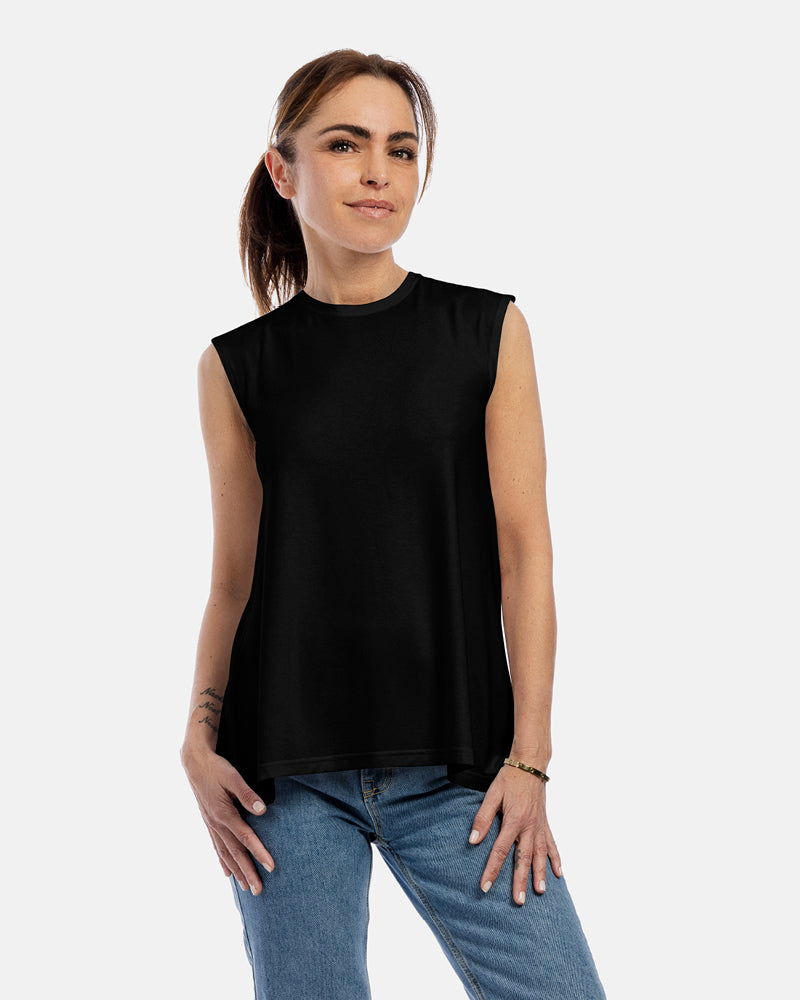 damenshirt ärmelloses top alma schwarz
