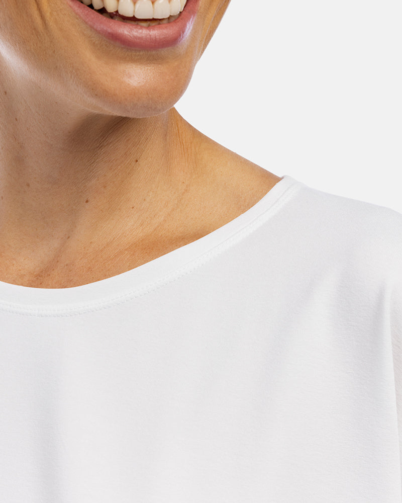 Detailansicht Ausschnitt, Damen Shirt Stella, Farbe White