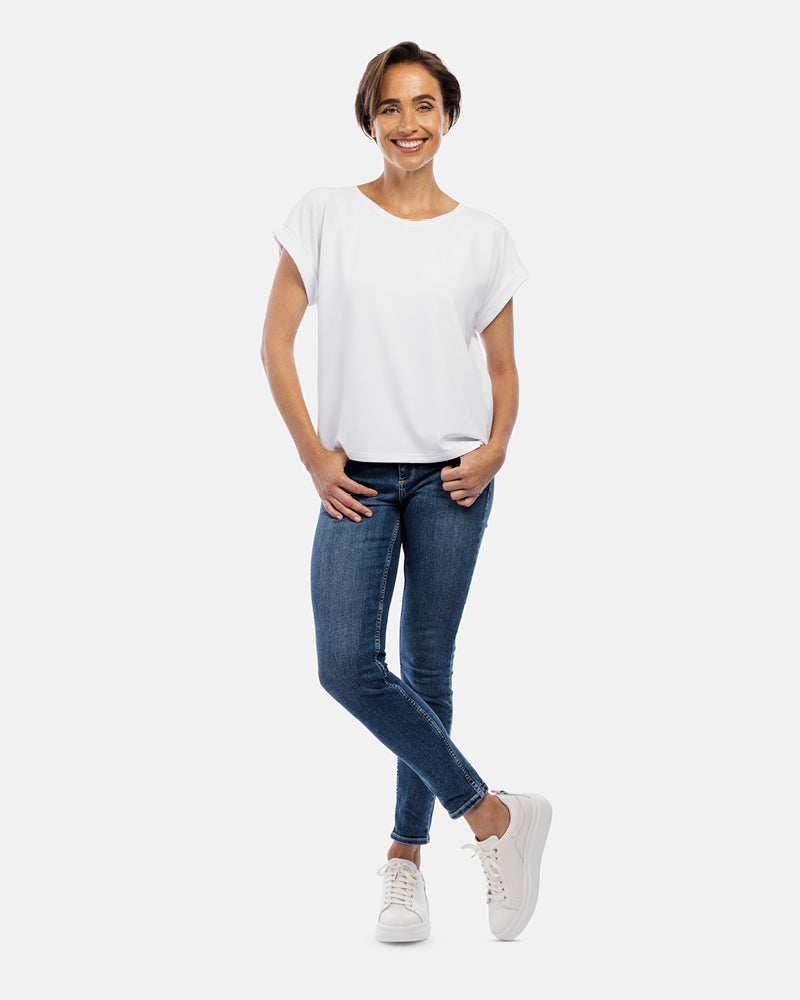 Frau Vorderansicht, Damen Shirt Stella, Farbe White