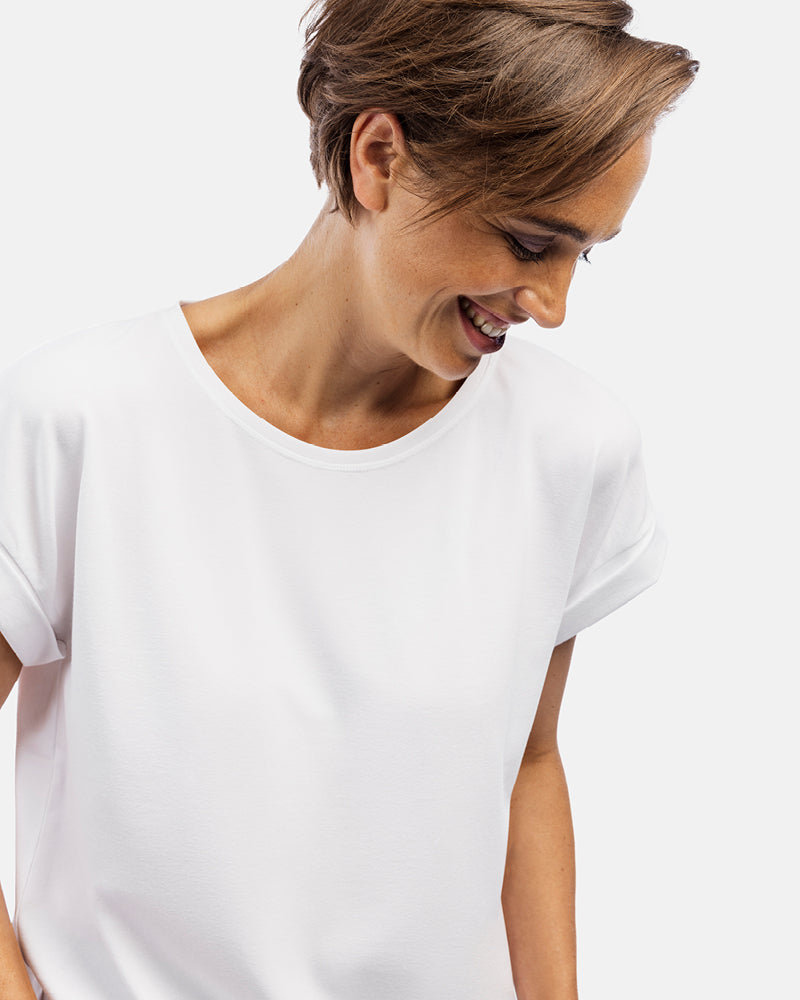 Frau Vorderansicht, Damen Shirt Stella, Farbe White