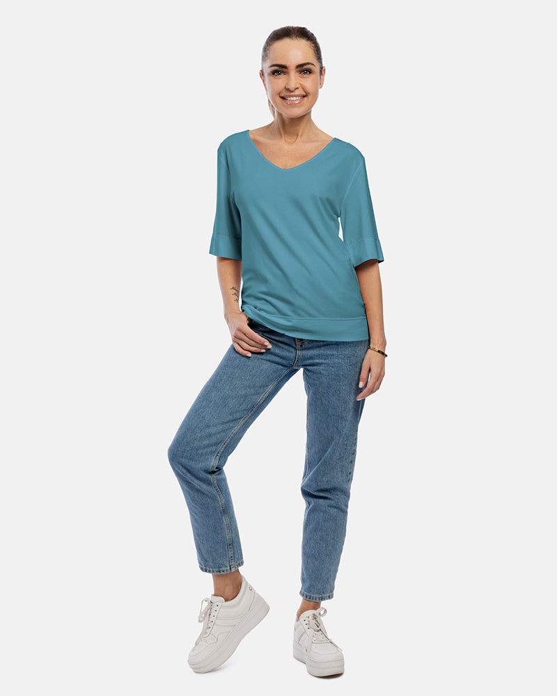 damenshirt antonia v-ausschnitt pool
