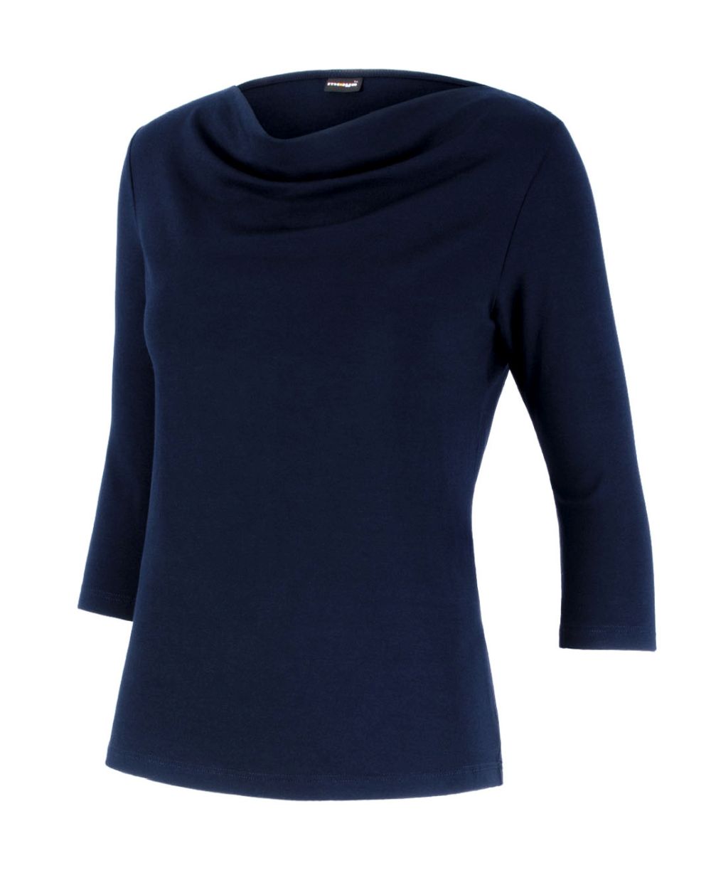 Damen 3/4-Arm Shirt Diane, Wasserfallkragen, Farbe Marine