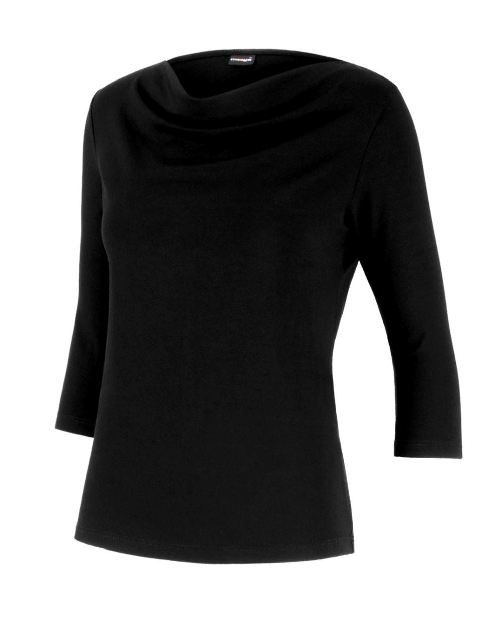Damen 3/4-Arm Shirt Diane, Wasserfallkragen, Farbe Black