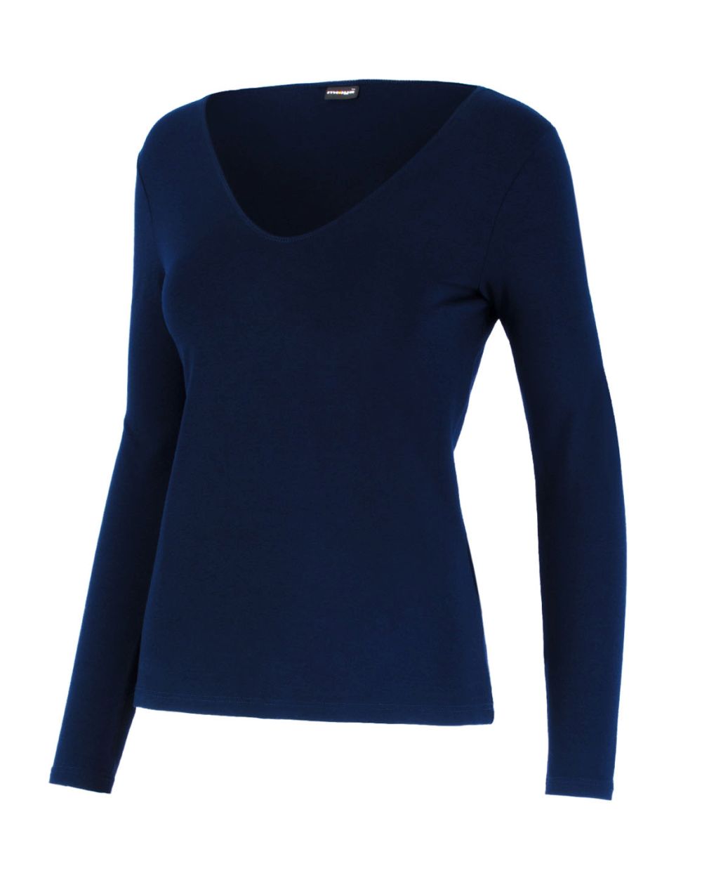 Damen-Langarm-Shirt LEA, V-Ausschnitt, Farbe Marine