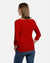 Frau Rückenansicht, Damen 3/4-Arm Shirt Diane, Wasserfallkragen, Farbe Red