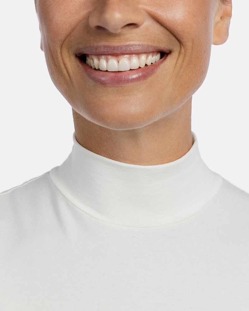 Detailansicht Stehkragen, Damen-Top Rubina, Farbe White