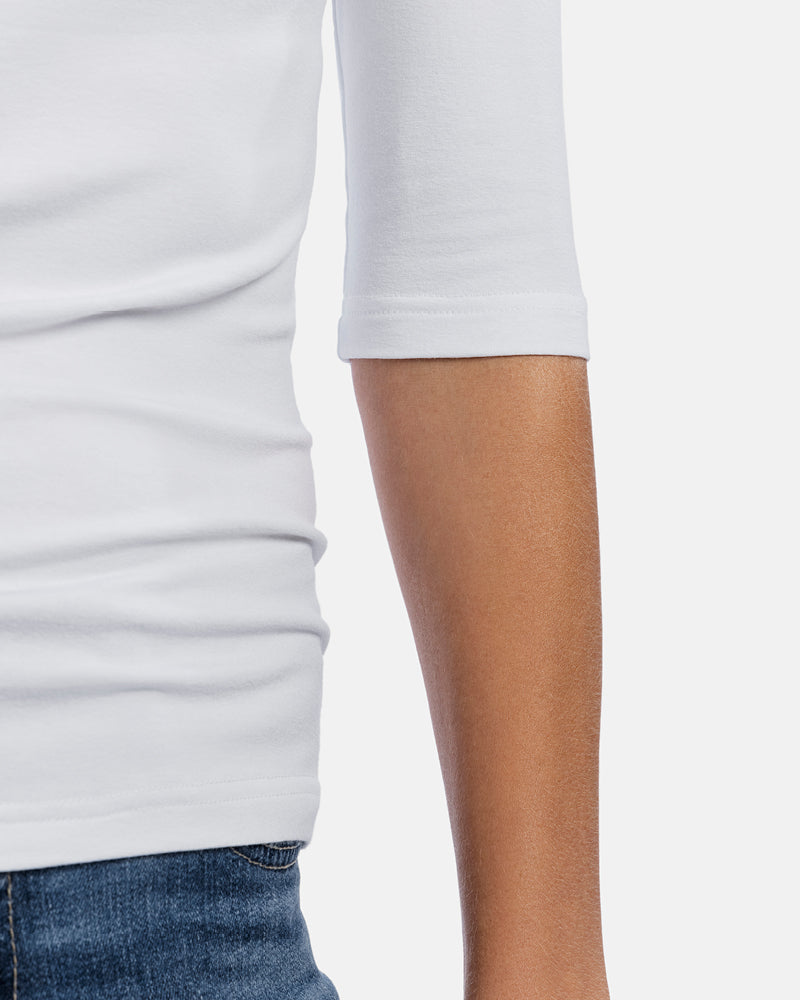 Detailansicht 3/4-Arm, Damen-Shirt Valerie, Farbe weiss