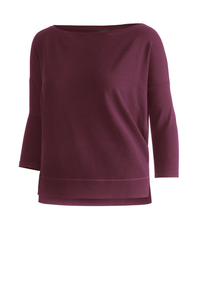 Damen-Viskose-3/4-Arm Boxy-Shirt Marika in Farbe Sangria Dunkelrot