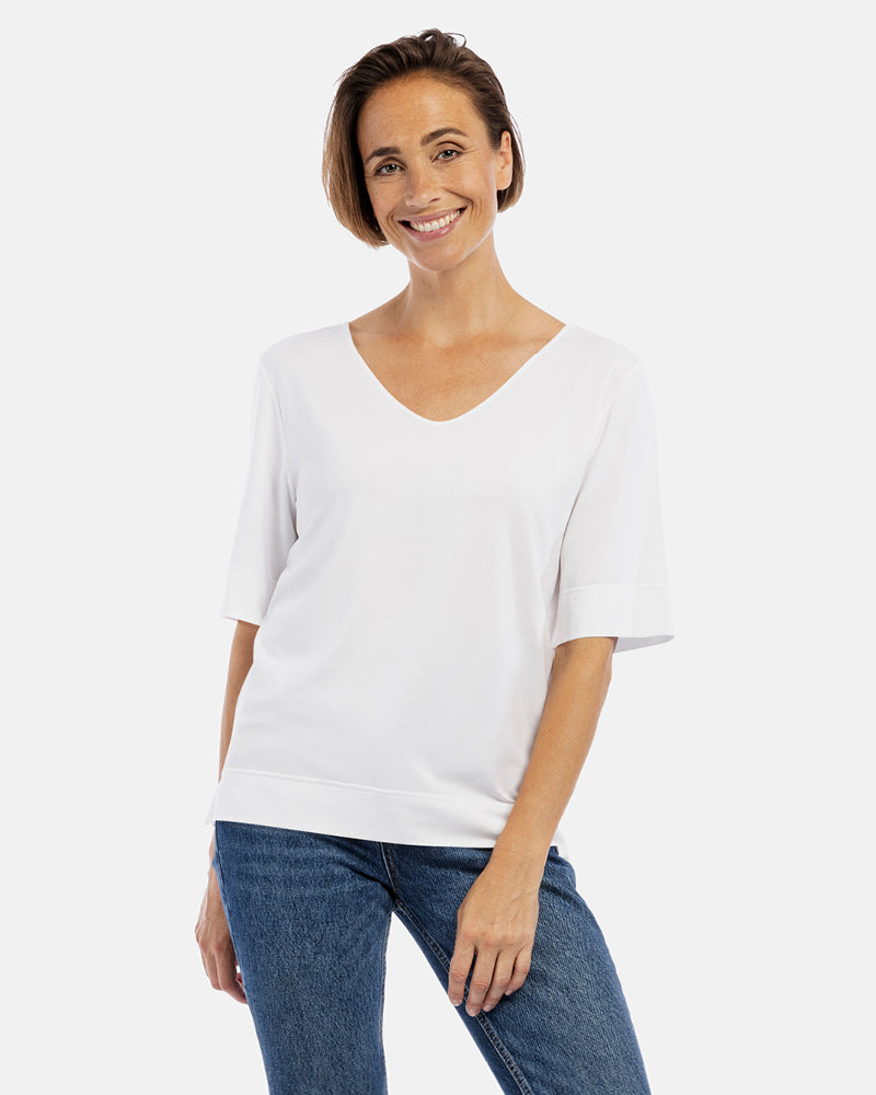 moya kurzarmshirt antonia vneck white