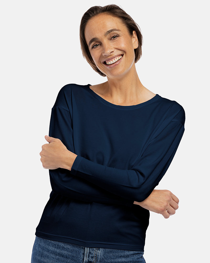 damen trapezshirt marine dunkelblau