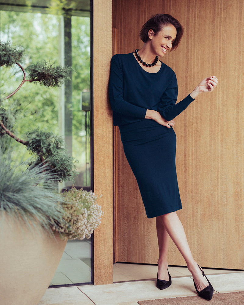 damen schlauchrock ella marine dunkelblau