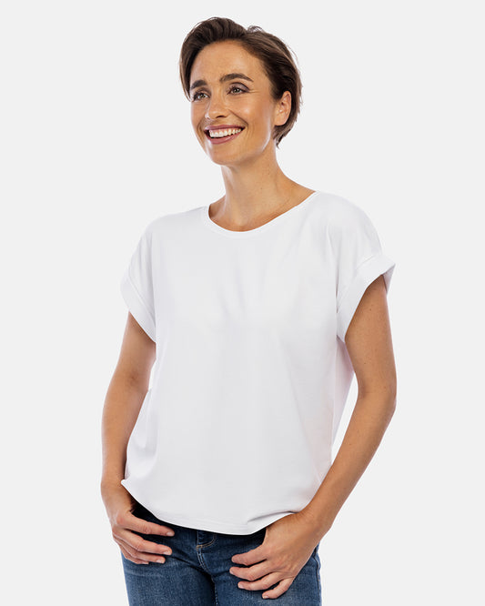 Frau Vorderansicht, Damen Shirt Stella, Farbe White