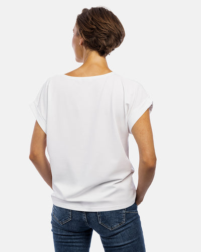 Frau Rückenansicht, Damen Shirt Stella, Farbe White