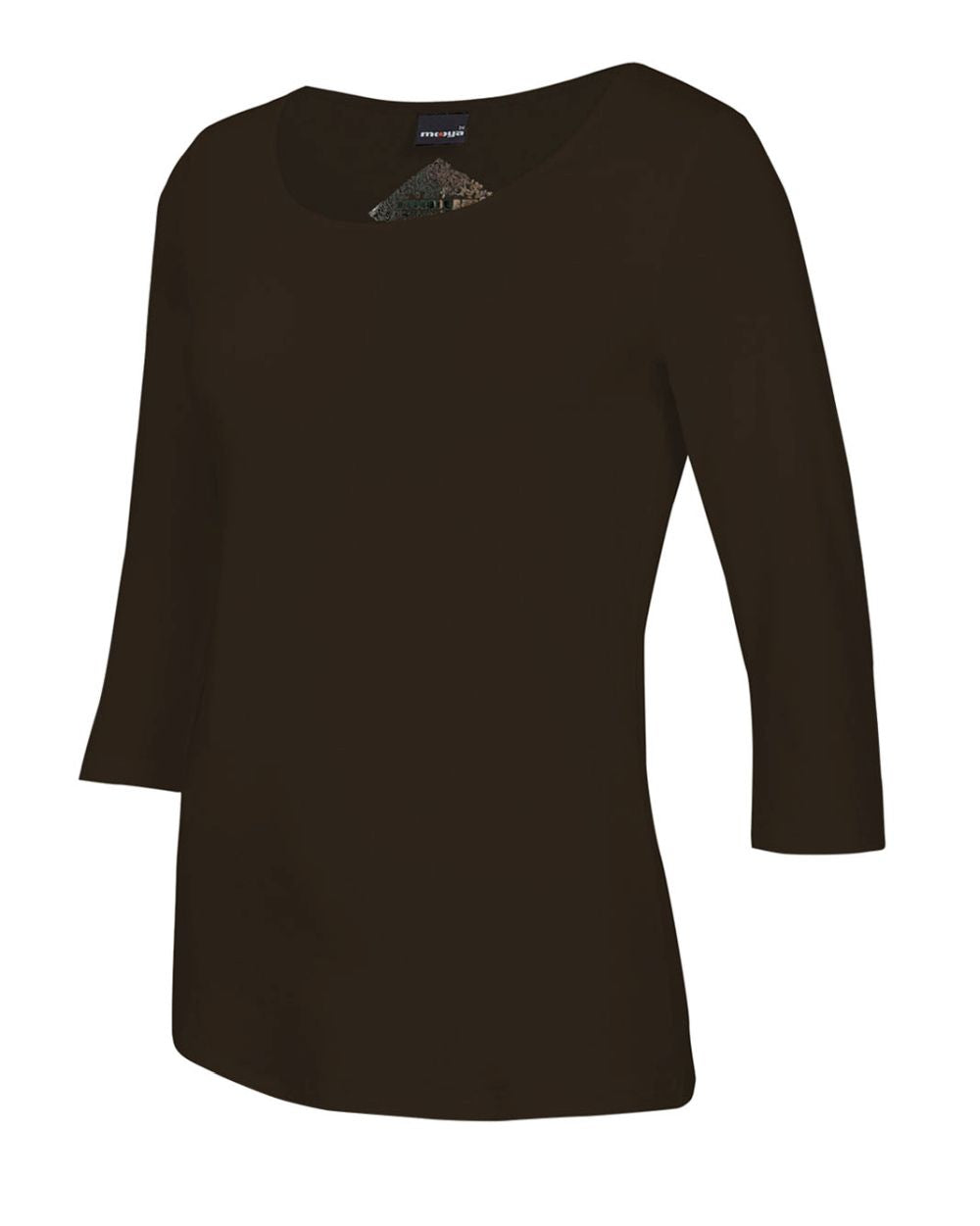 Damen-Shirt Angela, 3/4-Arm, Rundhalsausschnitt, Farbe Mocca