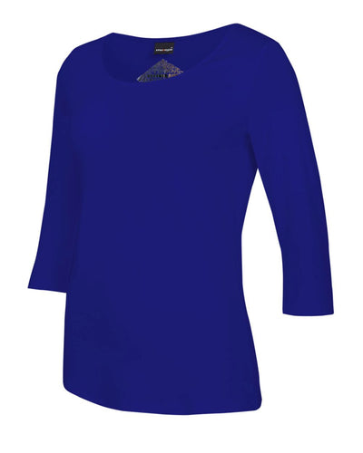 Damen-Shirt Angela, 3/4-Arm, Rundhalsausschnitt, Farbe Kobalt
