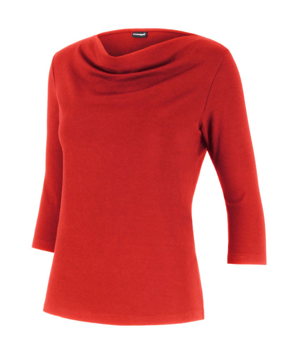 Damen 3/4-Arm Shirt Diane, Wasserfallkragen, Farbe Red