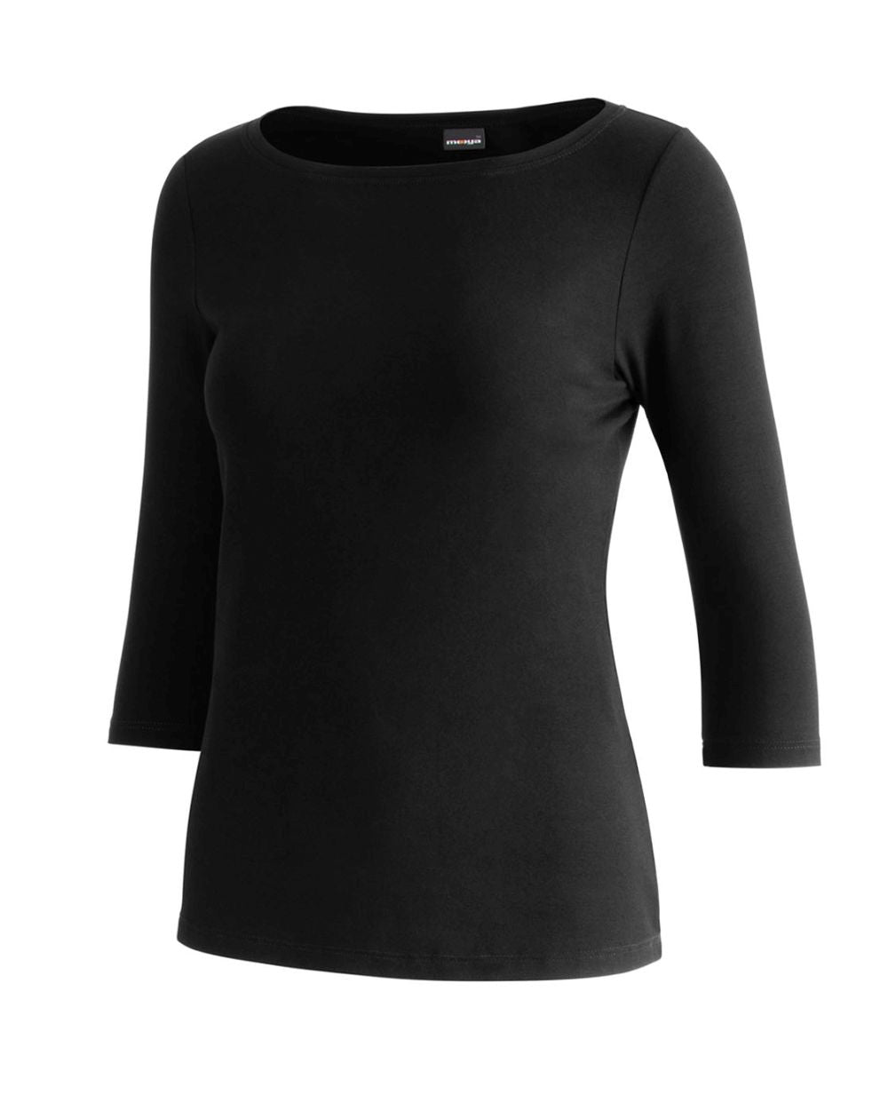 Damen-Shirt Valerie, Farbe black schwarz, Bootsausschnitt, 3/4-Arm